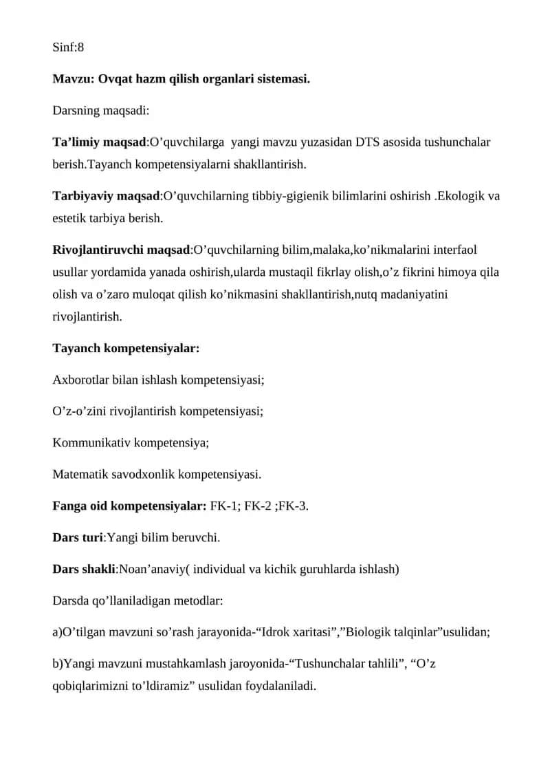 Ovqat hazm qilish organlari sistemasi 1