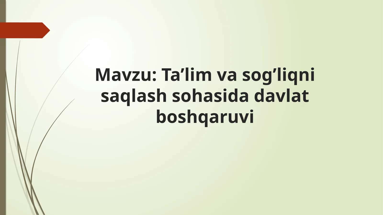 Ta’lim va sog’liqni saqlash sohasida davlat boshqaruvi 1