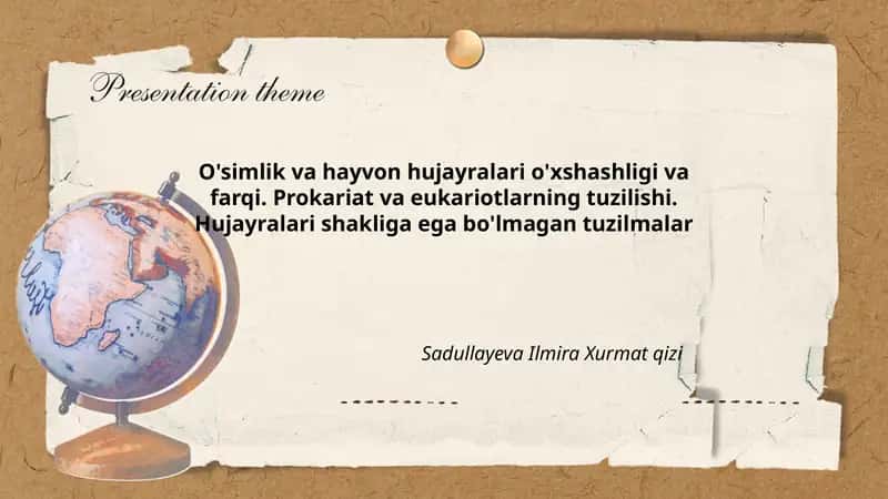 O'simlik va hayvon hujayralari o'xshashligi va farqi 1