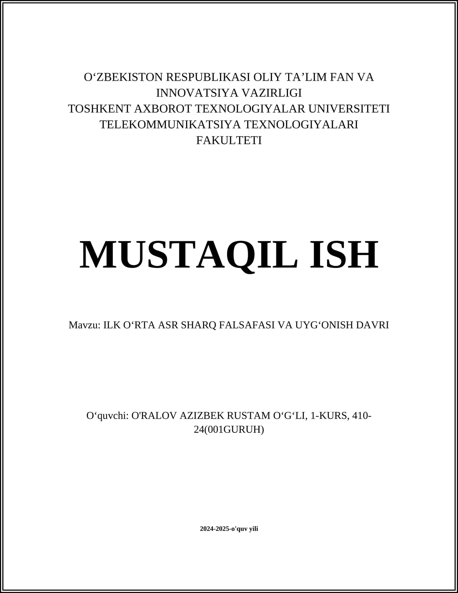 ILK O‘RTA ASR SHARQ FALSAFASI VA UYG‘ONISH DAVRI 1