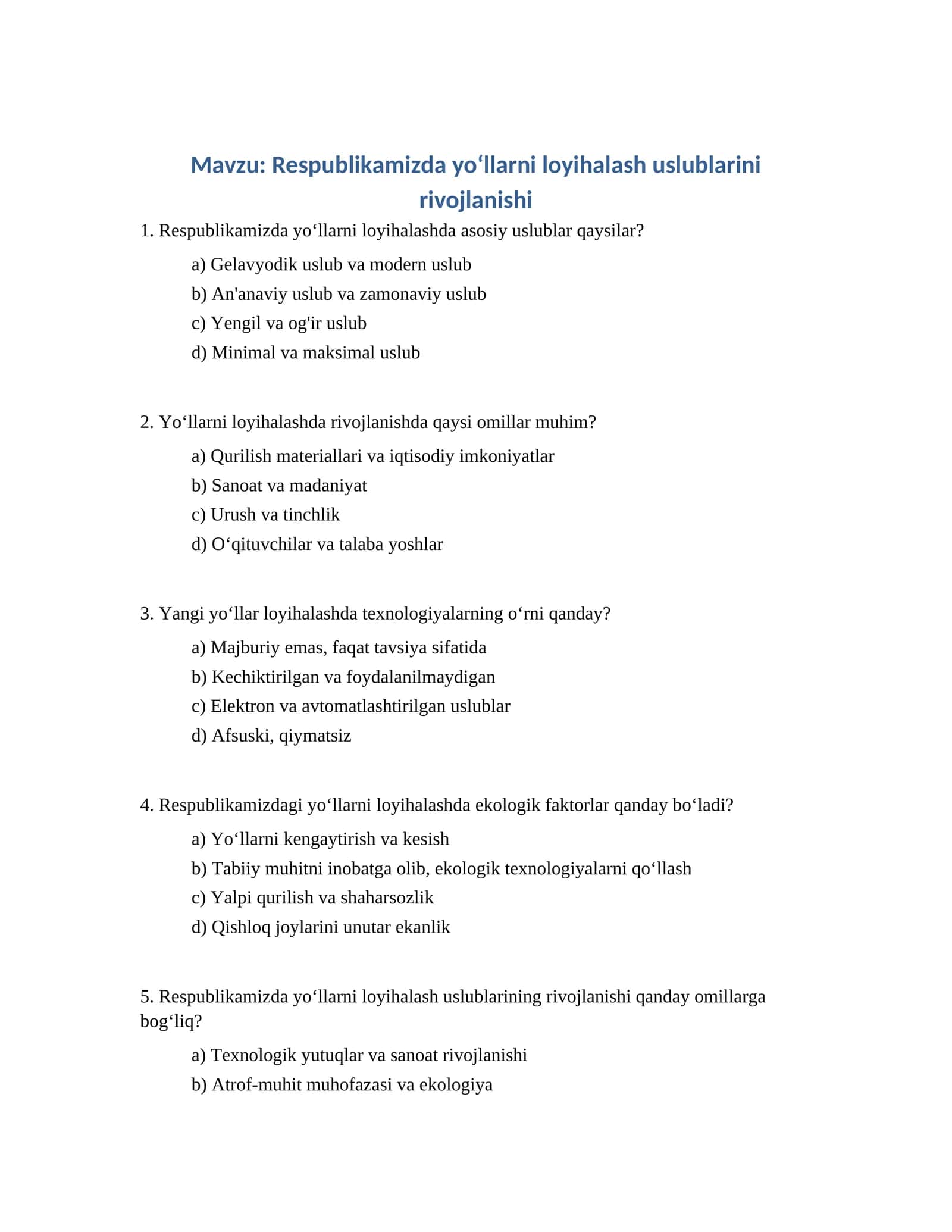 Respublikamizda yo‘llarni loyihalash uslublarini rivojlanishi 1
