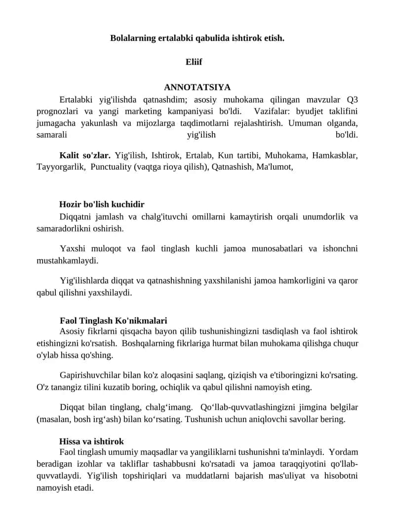 Bolalarning ertalabki qabulida ishtirok 1
