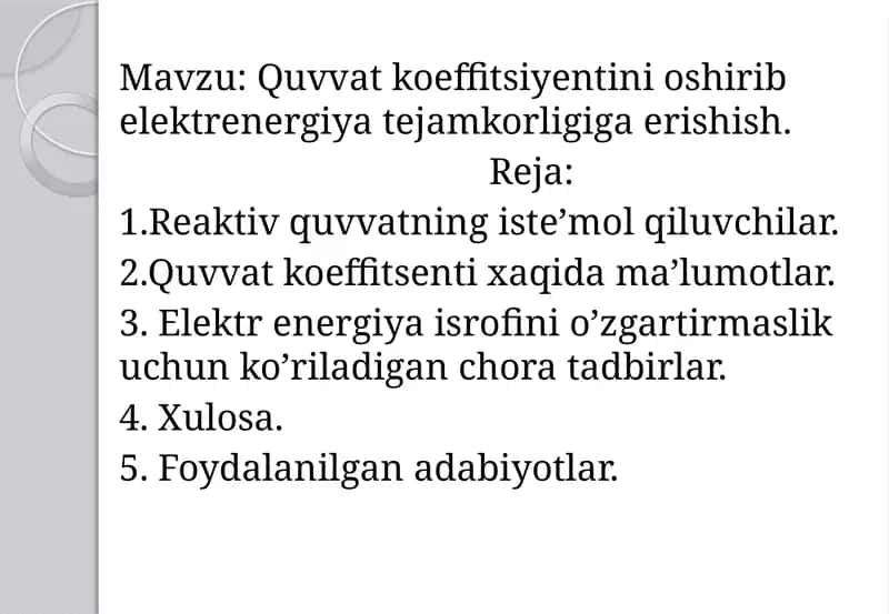 Quvvatkoeffitsiyentini oshirib elektr energiya tejamkorligi 1