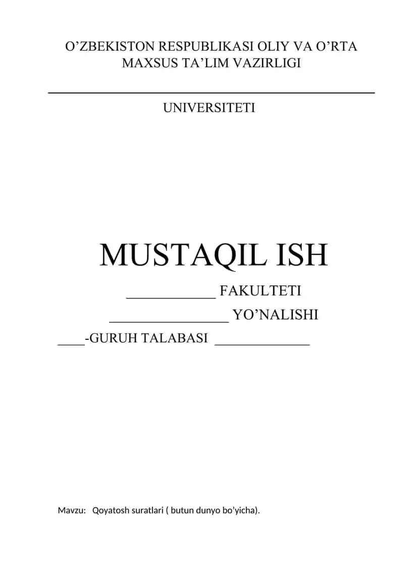 Qoyatosh suratlari (butun dunyo bo’yicha) 1