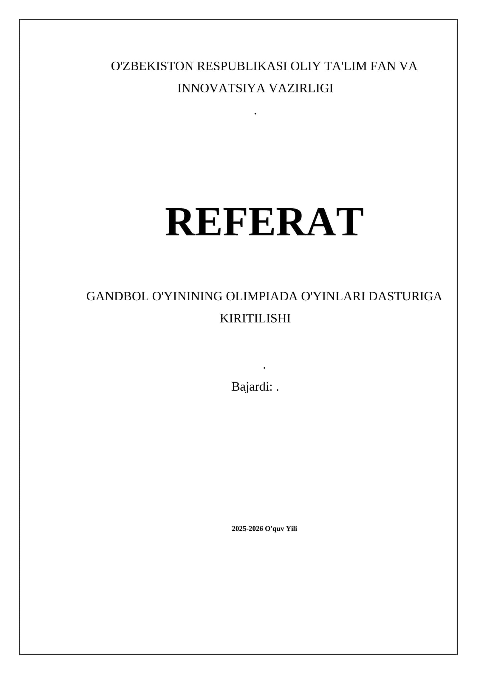 GANDBOL O'YININING OLIMPIADA O'YINLARI DASTURIGA KIRITILISHI 1