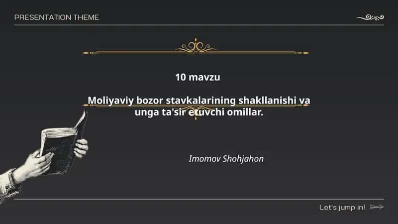 Moliyaviy bozor stavkalarining shakllanishi va unga ta'sir etuvchi omillar 1