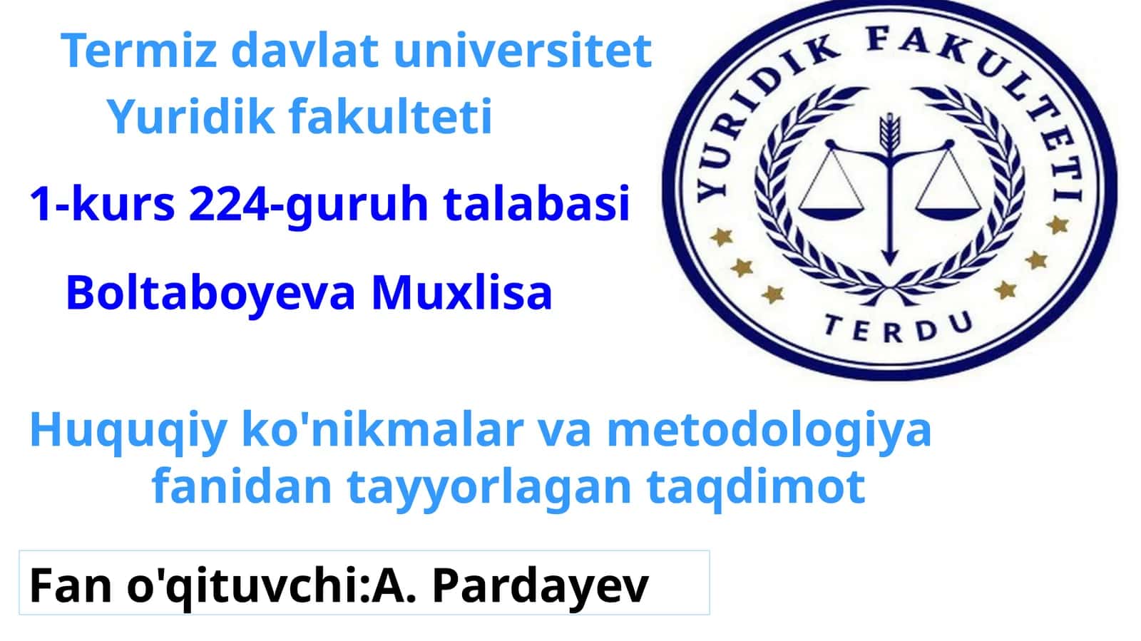 Mavzu - Yuristlar Hamda Jamiyatda Ijobiy Shaxsiy Imijni Shakllantirish Yo'l-yo'riqlari 1
