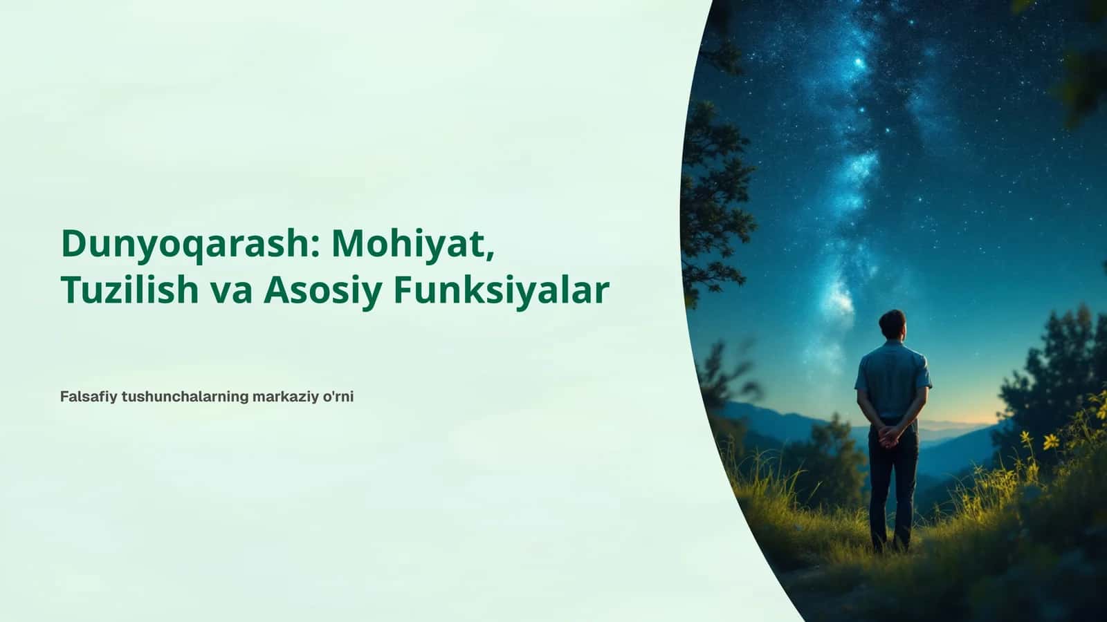 Dunyoqarashning mohiyati, tuzilishi va asosiy funksiyalari mavzusida tayyor mustaqil ta'lim ishi 1
