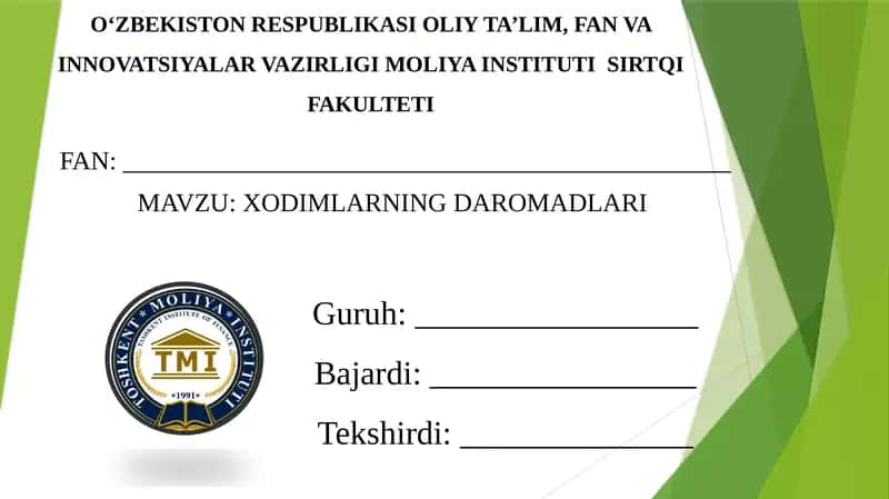 Xodimlarning daromadlari 1