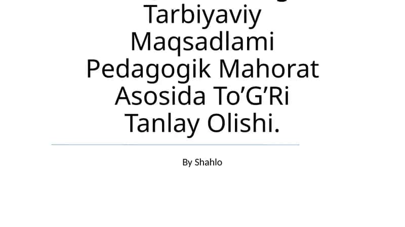 Pedagogik mahoratning nazariy asoslari 1
