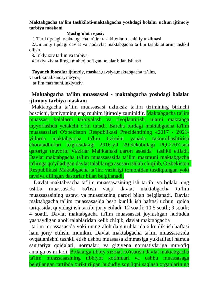 Maktabgacha ta’lim tashkiloti-maktabgacha yoshdagi bolalar uchun ijtimoiy tarbiya maskani 1