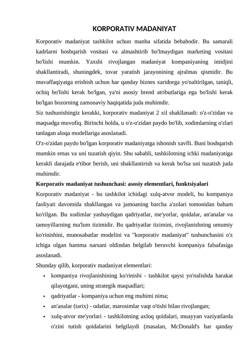 Korporativ madaniyat 1