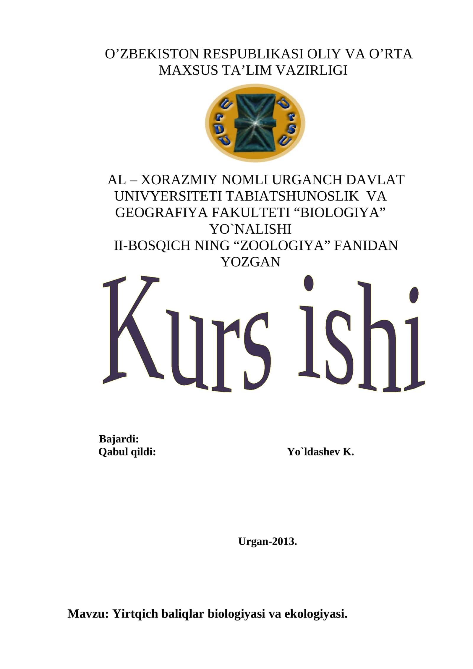 Yirtqich baliqlar biologiyasi va ekologiyasi 1