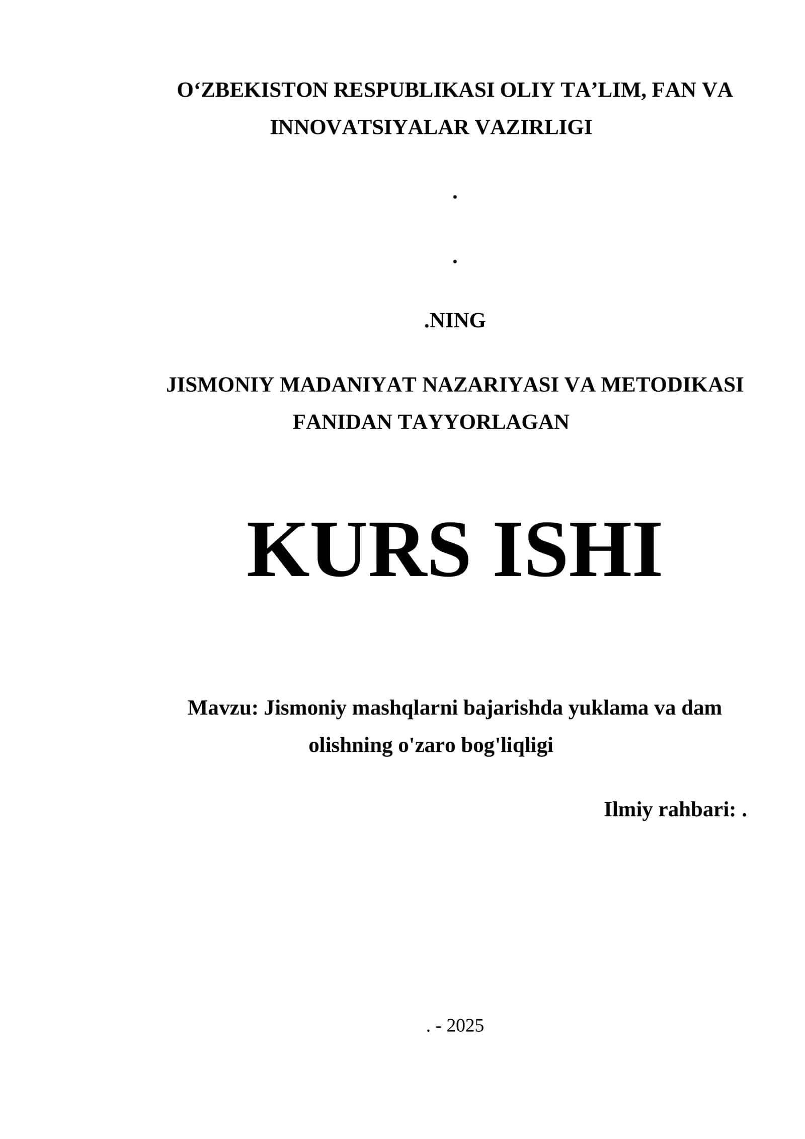 Jismoniy mashqlarni bajarishda yuklama va dam olishning o'zaro bog'liqligi 1