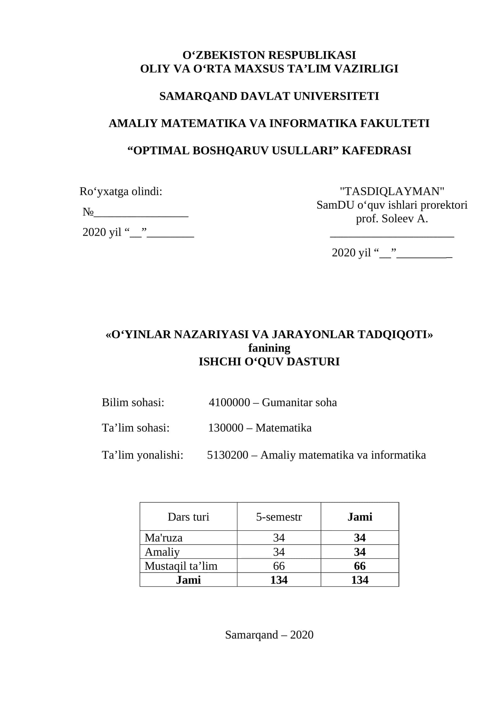 O‘YINLAR NAZARIYASI VA JARAYONLAR TADQIQOTI 1