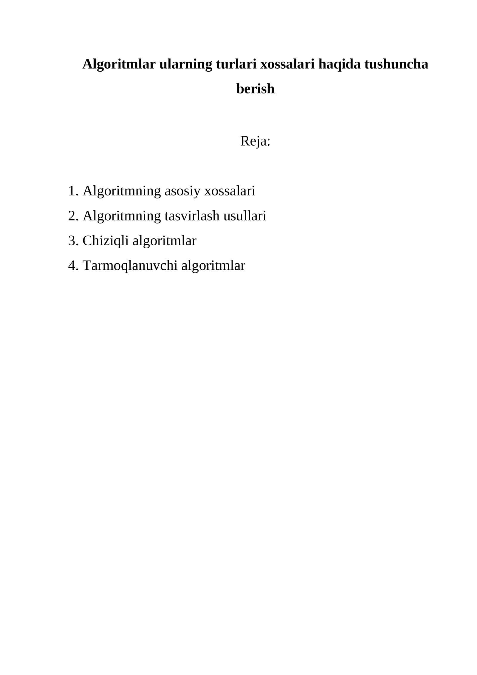 Algoritmning Tushunchasi va Xossalari 1
