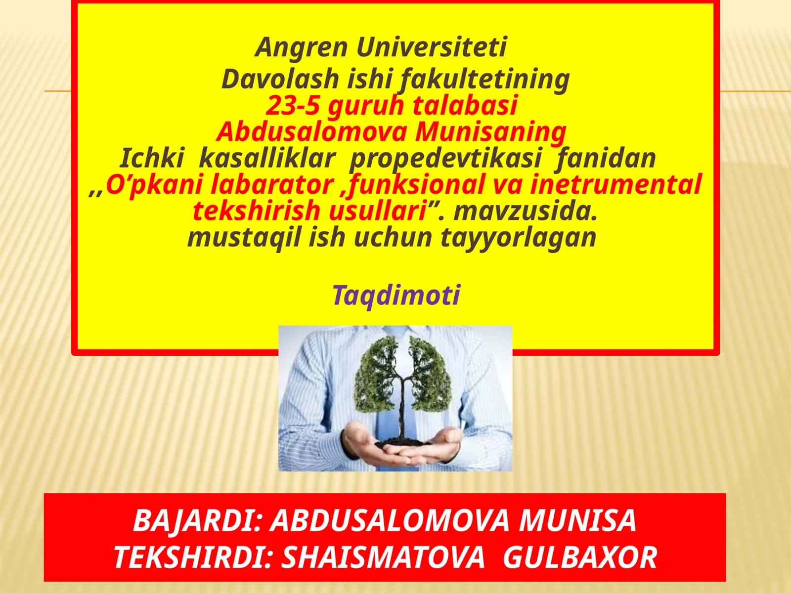 O’pkanilabarator, funksional va inetramental tekshirish usullari 1