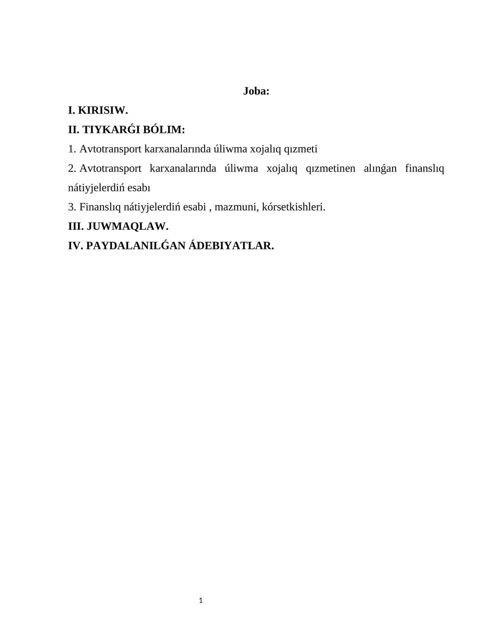 Avtotransport karxanalarında úliwma xojalıq qızmeti 1