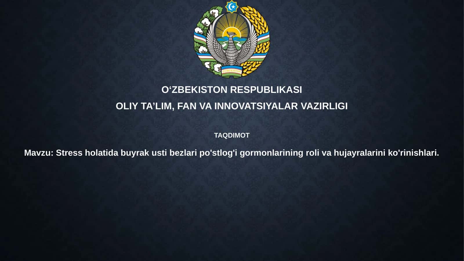 Stress ta'siri ostidagi buyrak usti bezi po'stloq qavati gormonlarining roli va hujayralari ko'rinishlari 1
