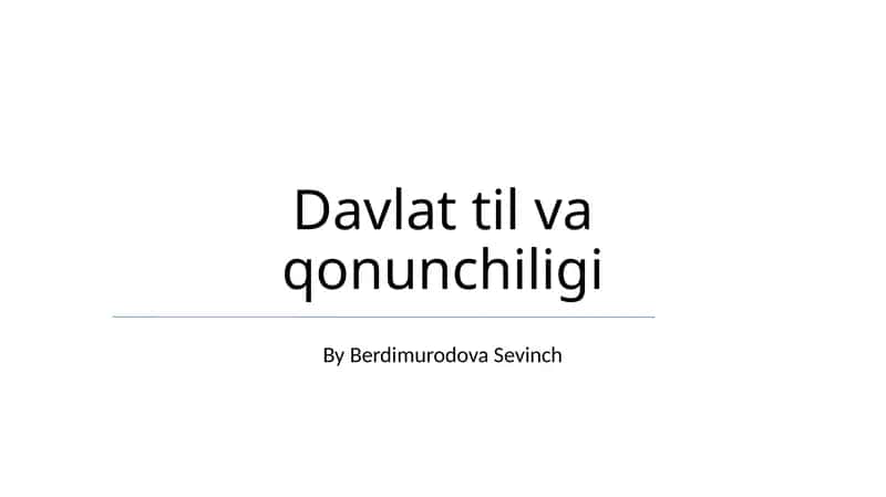 Davlat til va qonunchiligi 1