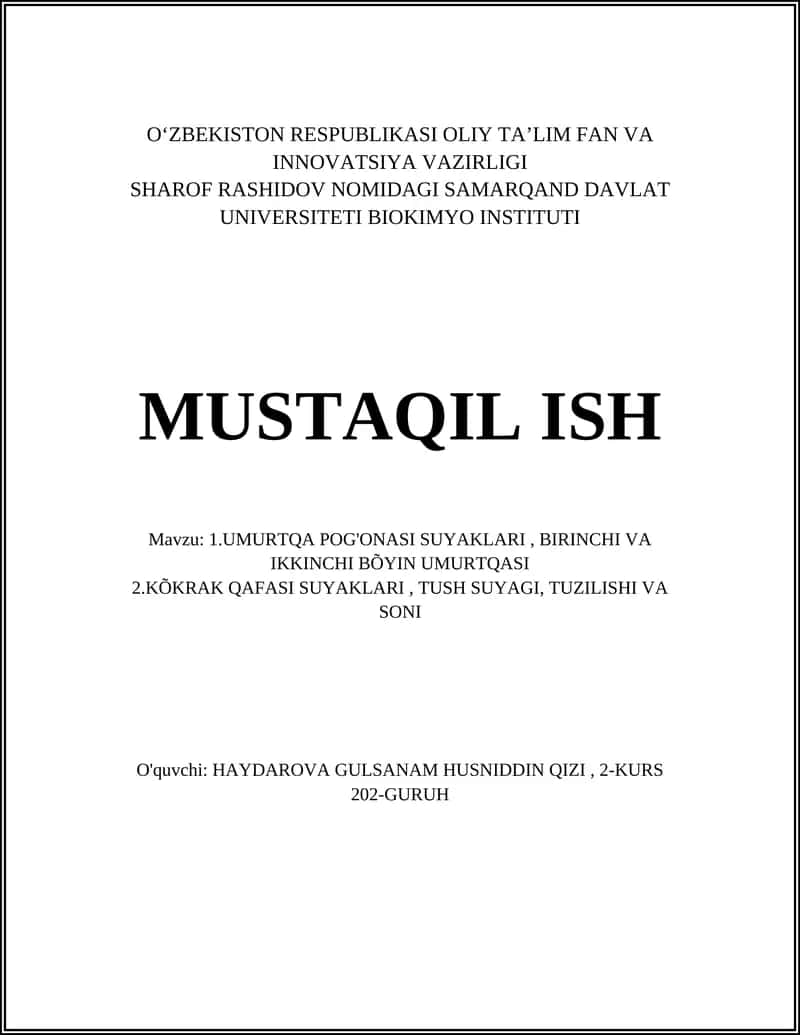 UMURTQA POG'ONASI SUYAKLARI, BIRINCHI VA IKKINCHI BÕYIN UMURTQASI 1