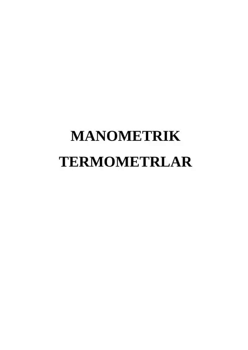 Manometrik termometrlar