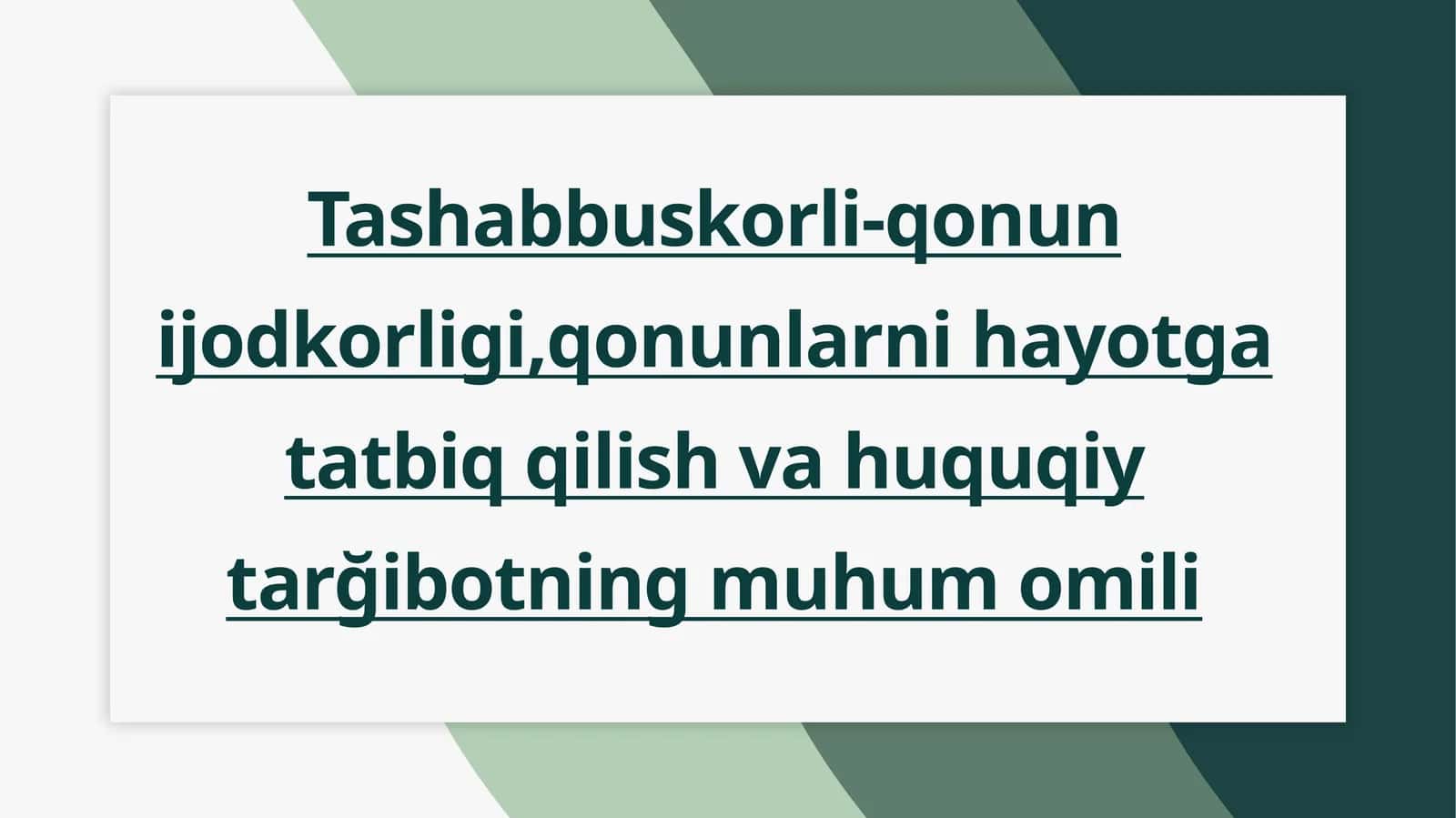 Tashabbuskorli-qonun ijodkorligi, qonunlarni hayotga tatbiq qilish va huquqiy tarğibotning muhum omili 1