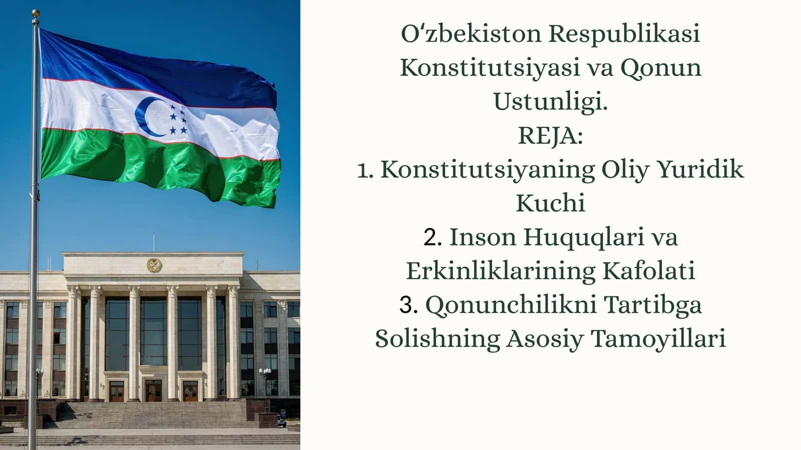 Oʻzbekiston Respublikasi Konstitutsiyasi va Qonun Ustunligi 1