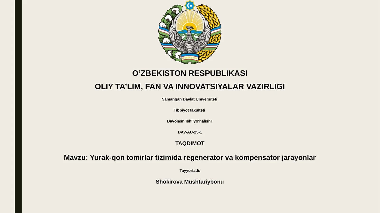 Yurak-qon tomirlar tizimida regenerator va kompensator jarayonlar 1