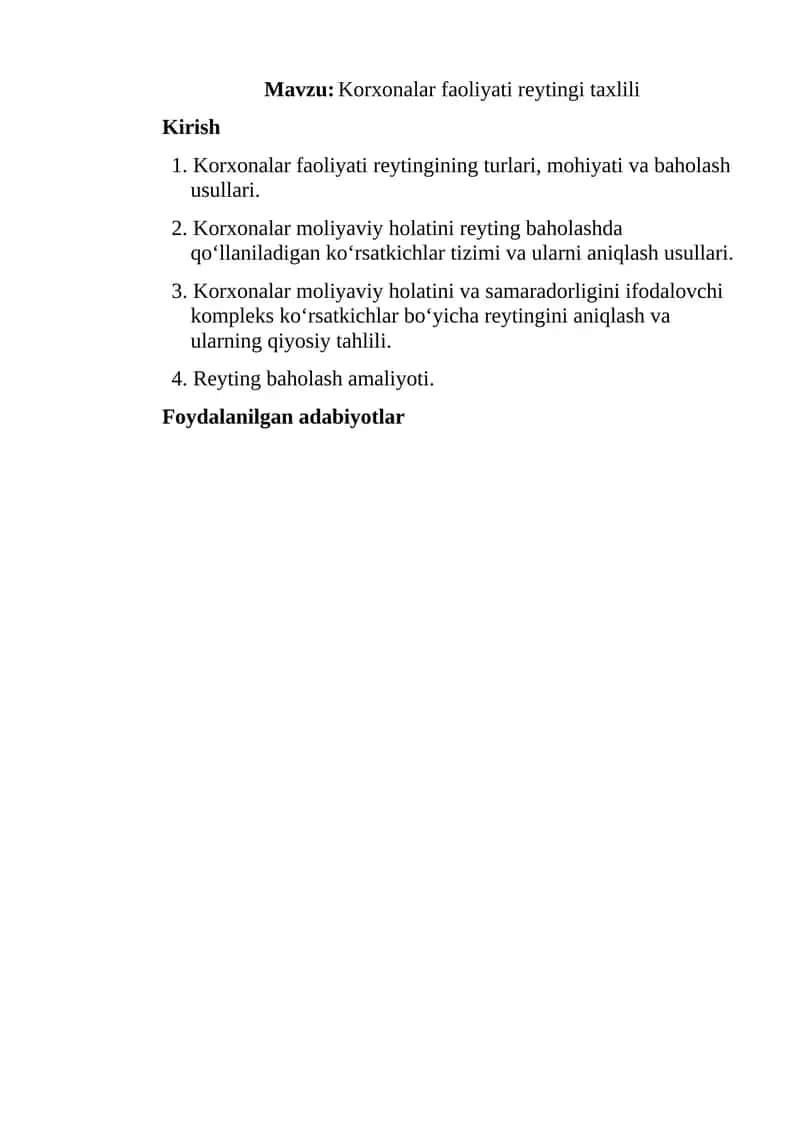 Korxonalar faoliyati reytingi taxlili 1