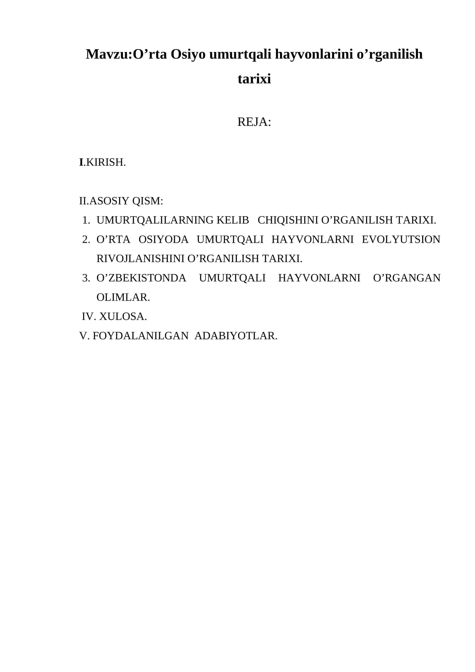 O'rta Osiyo umurtqali hayvonlarini o'rganilish tarixi 1