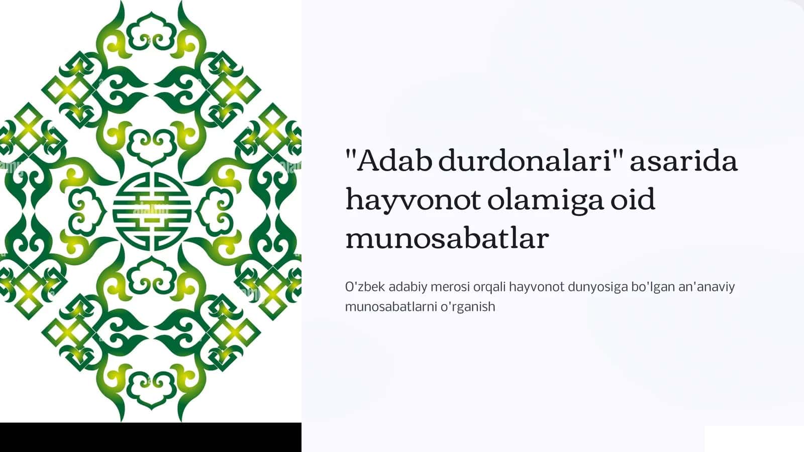 Adab durdonalari" asarida hayvonot olamiga oid munosabatlar 1
