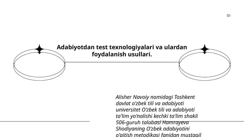 Adabiyotdan test texnologiyalari va ulardan foydalanish usullari 1