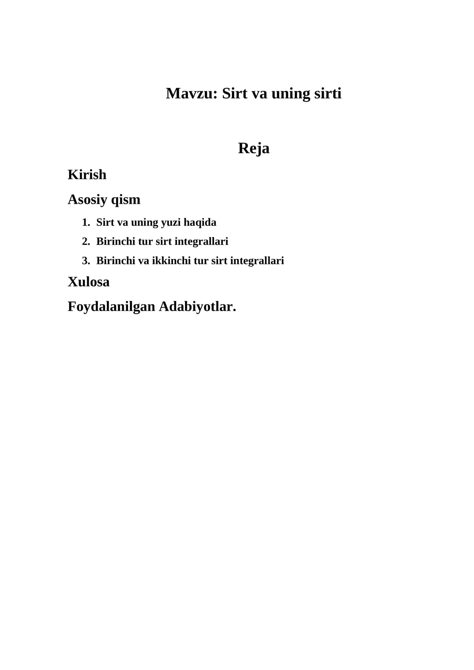 Sirt va uning sirti 1