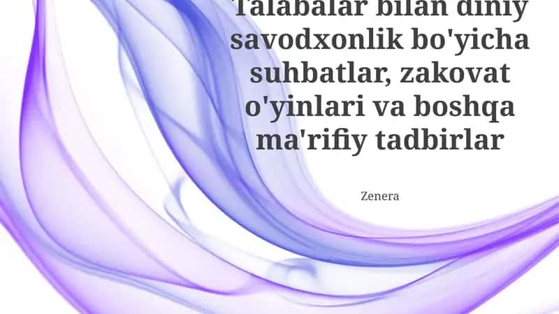 Diniy savodxonlik va ta'limiy faoliyatlar 1