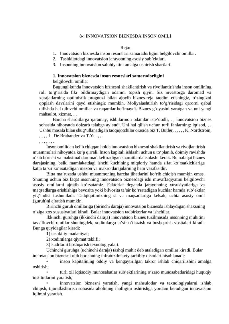 INNOVATSION BIZNESDA INSON OMILI 1