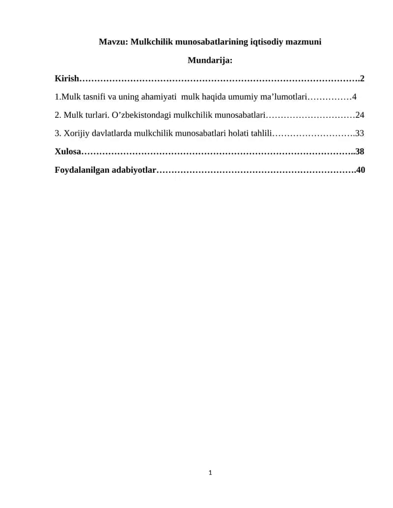 Mulkchilik munosabatlarining iqtisodiy mazmuni 1