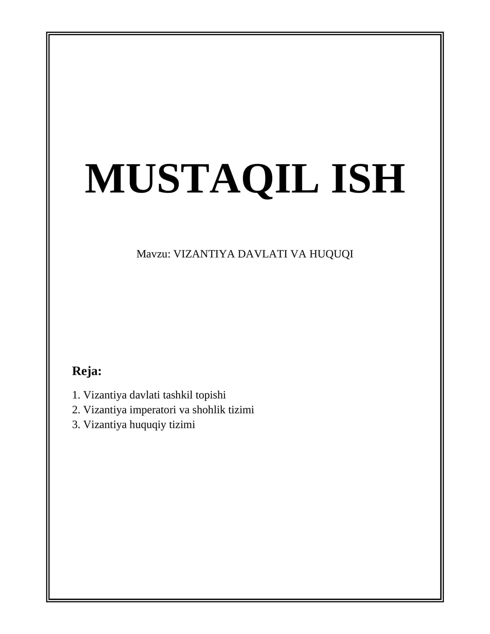 VIZANTIYA DAVLATI VA HUQUQI 1