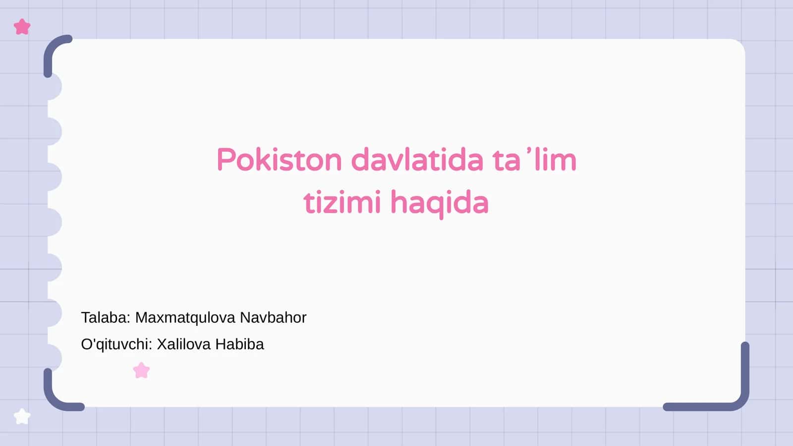 Pokiston davlatida taʼlim tizimi haqida 1