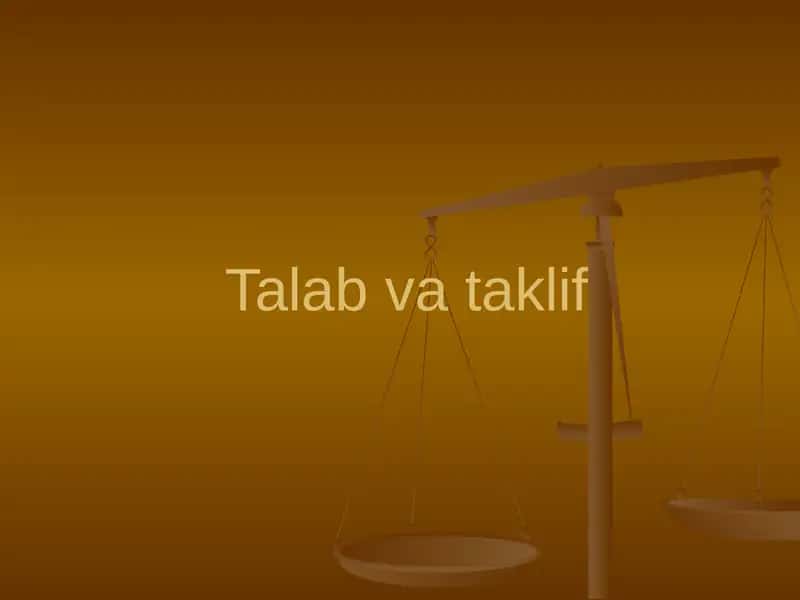 Ehtiyoj, Talab va taklif 1
