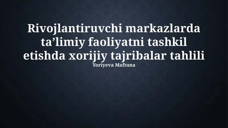 Chet el tajribasini tahlil qilish 1