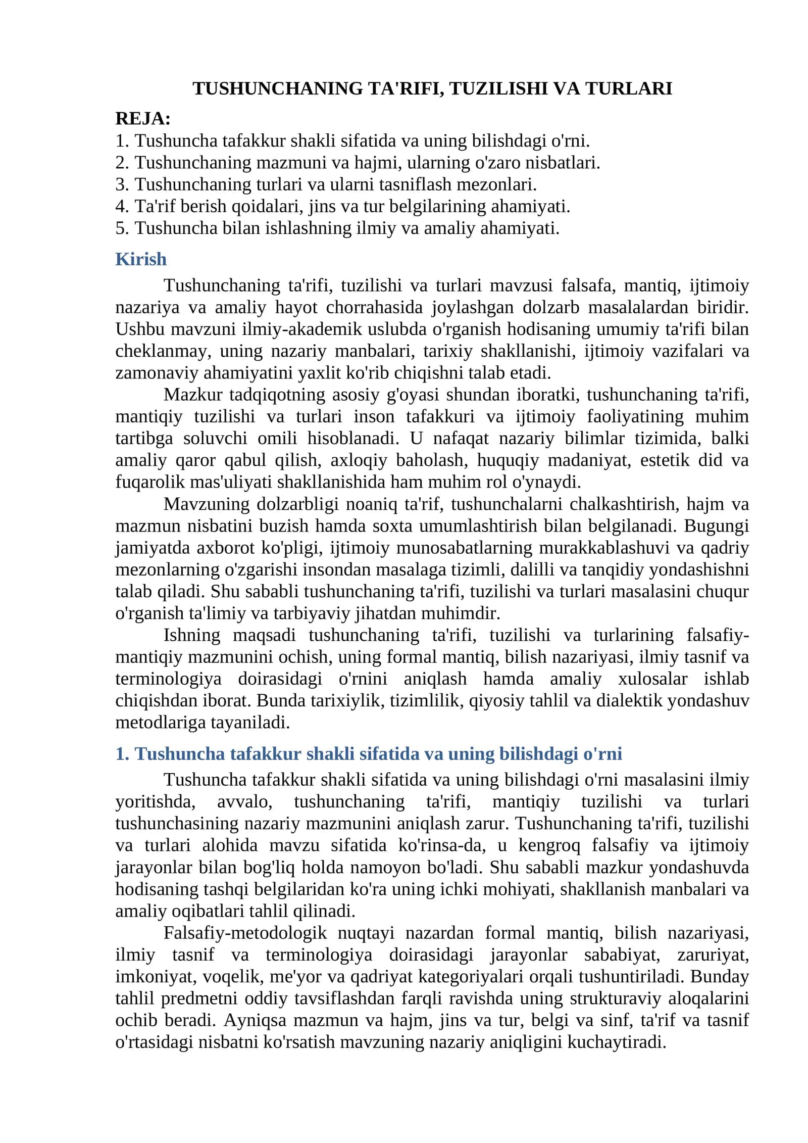 Tushunchaning ta'rifi, tuzilishi va turlari 1