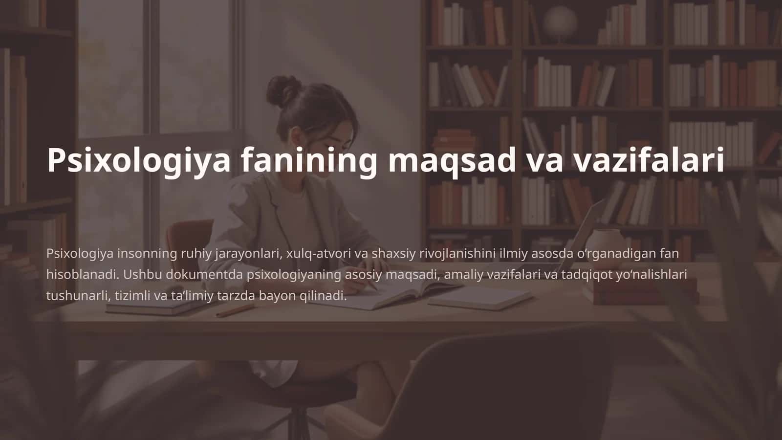 Psixologiya fanining maqsad va vazifalari mavzusida tayyor taqdimot va .ppt 1