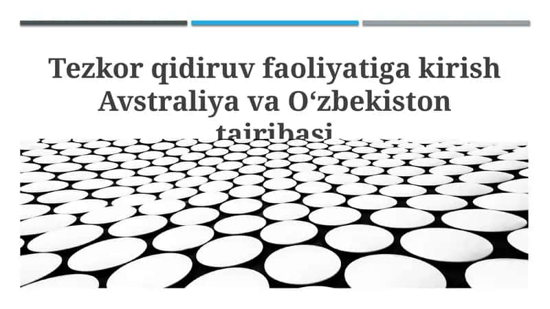 Tezkor qidiruv faoliyatiga kirish Avstraliya va Oʻzbekiston tajribasi 1