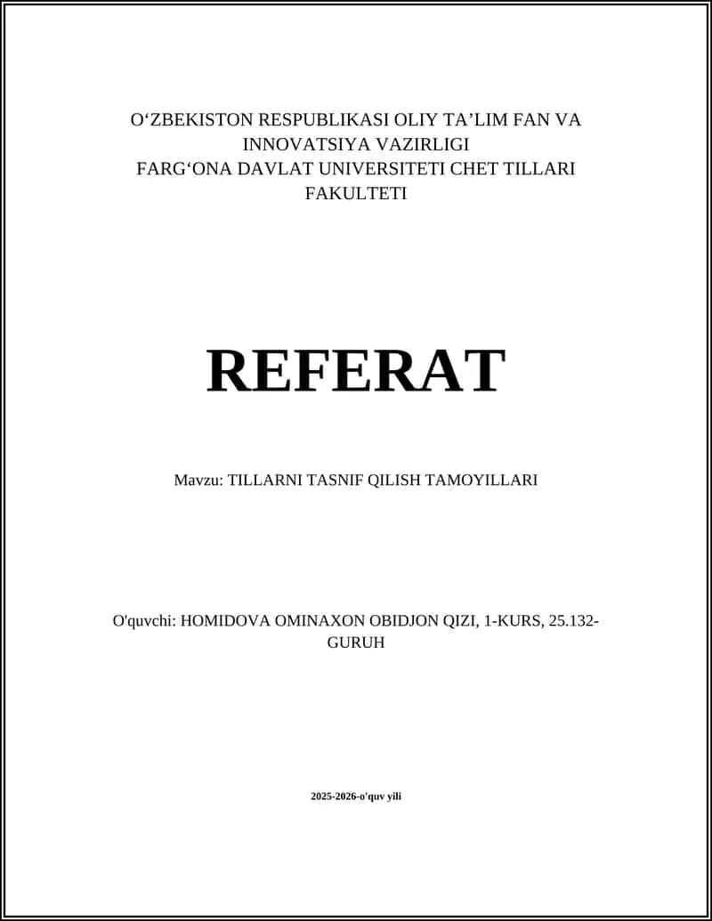 Tillarni Tasnif Qilish Tamoyillari 1