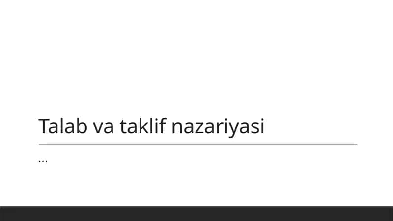 Talab va Taklif Nazariyasi 1