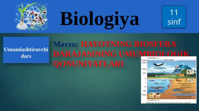 HAYOTNING BIOSFERA DARAJASINING UMUMBIOLOGIK QONUNIYATLARI 1