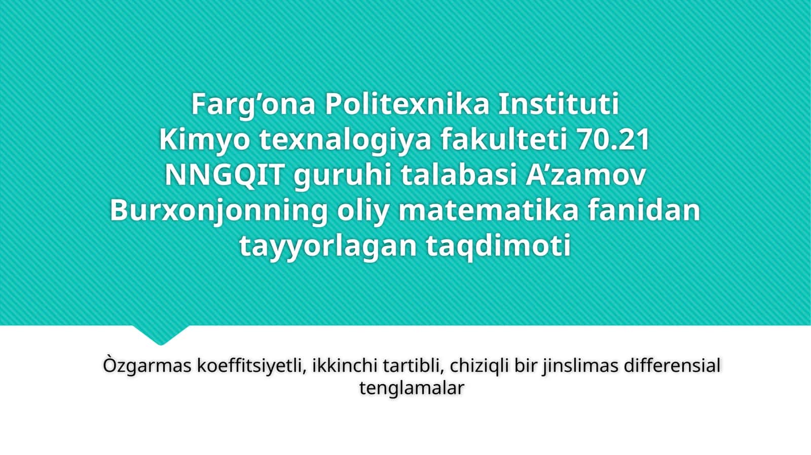 oliy matematikadan tayyorlagan taqdimoti 1