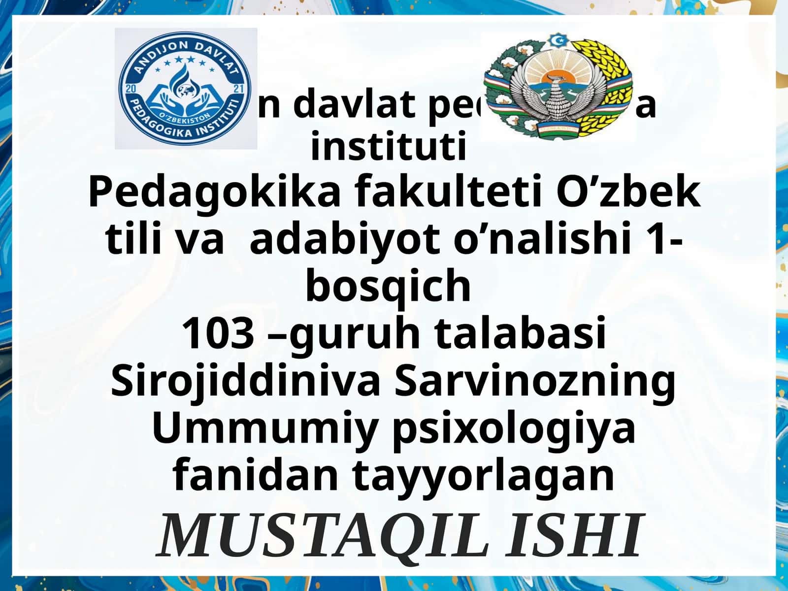 Oilap psixologiyasi 1
