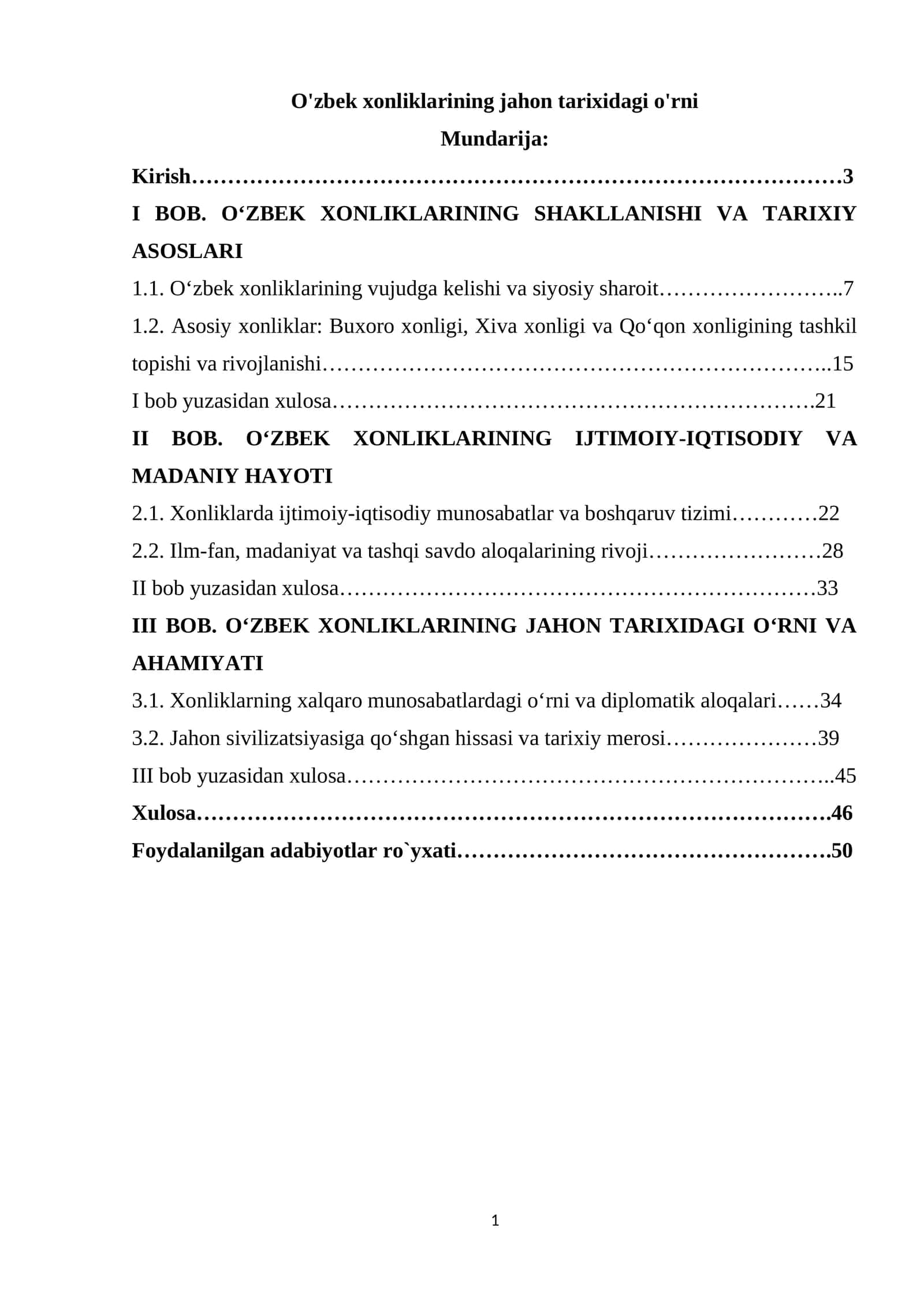 O'zbek xonliklarining jahon tarixidagi o'rni 1